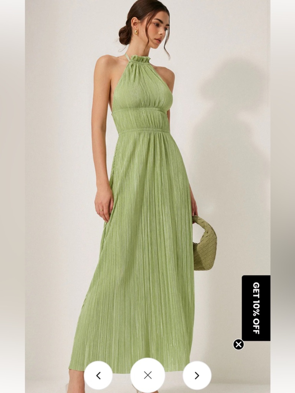 Commense Pleated Halter Backless Dress. Size XS. NWT. GREEN - Picture 3 of 3
